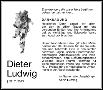Traueranzeige von Dieter Ludwig von Südthüringer Presse