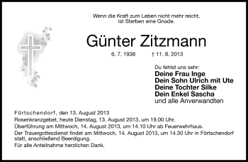 Traueranzeige von Günter Zitzmann von Neue Presse Coburg