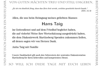 Traueranzeige von Hans Taig von Frankenpost