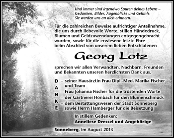Traueranzeige von Georg Lotz von Südthüringer Presse