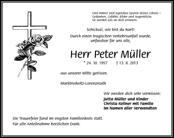 Traueranzeige von Peter Müller von Frankenpost