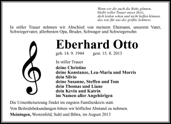 Traueranzeige von Eberhard Otto von Südthüringer Presse