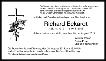 Traueranzeige von Richard Eckardt von Frankenpost