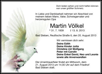 Traueranzeige von Martin Völkel von Frankenpost