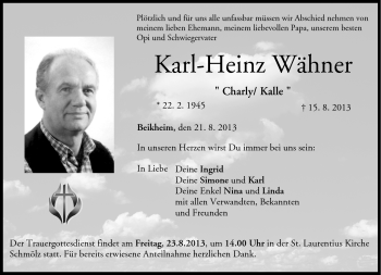 Traueranzeige von Karl-Heinz Wähner von Neue Presse Coburg