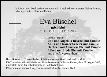 Traueranzeige von Eva Büschel von Neue Presse Coburg
