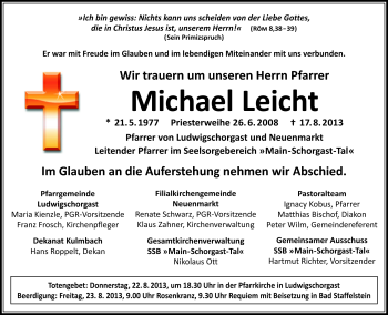Traueranzeige von Michael Leicht von Frankenpost