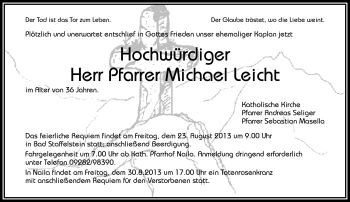 Traueranzeige von Micheal Leicht von Frankenpost