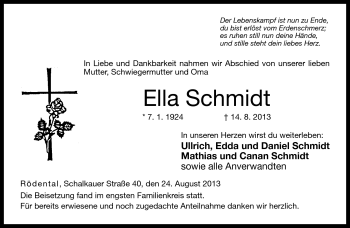 Traueranzeige von Ella Schmidt von Neue Presse Coburg
