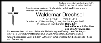 Traueranzeige von Waldemar Drechsel von Frankenpost