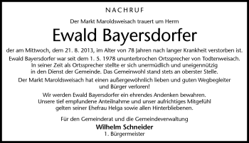 Traueranzeige von Ewald Bayersdorfer von Neue Presse Coburg