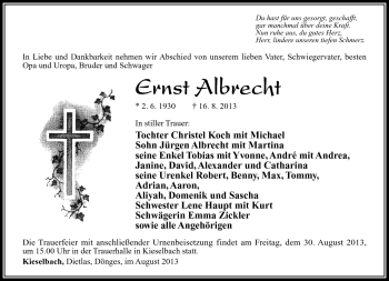 Traueranzeige von Ernst Albrecht von Südthüringer Presse