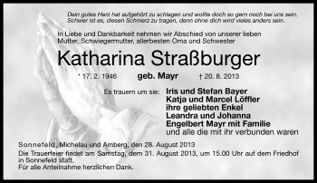 Traueranzeige von Katharina Straßburger von Neue Presse Coburg