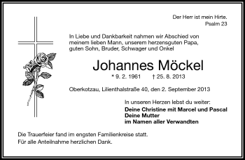 Traueranzeige von Johannes Möckel von Frankenpost