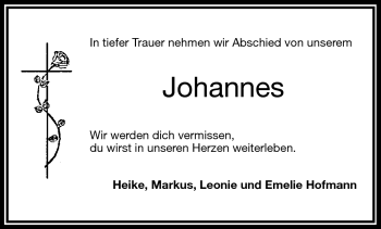 Traueranzeige von Johannes Möckel von Frankenpost