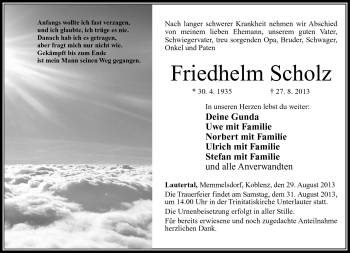 Traueranzeige von Friedhelm Scholz von Neue Presse Coburg