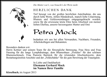 Traueranzeige von Petra Mock von Südthüringer Presse