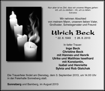 Traueranzeige von Ulrich Beck von Südthüringer Presse