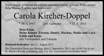 Traueranzeige von Carola Kircher-Doppel von Neue Presse Coburg