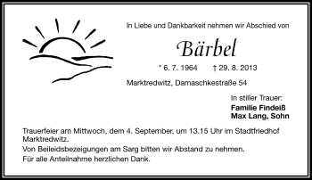 Traueranzeige von Bärbel Na von Frankenpost