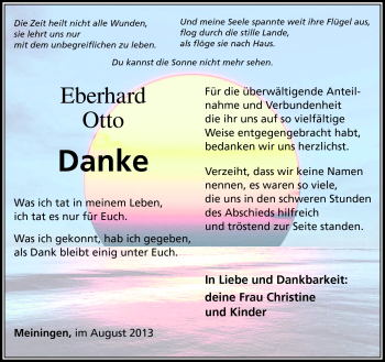 Traueranzeige von Eberhard Otto von Südthüringer Presse