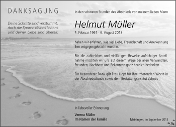 Traueranzeige von Helmut Müller von Südthüringer Presse