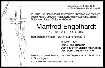 Traueranzeige von Manfred Engelhardt von Frankenpost