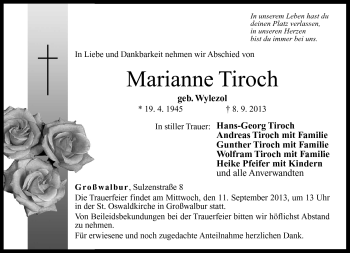 Traueranzeige von Marianne Tiroch von Neue Presse Coburg