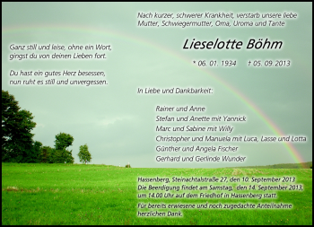 Traueranzeige von Lieselotte Böhm von Neue Presse Coburg