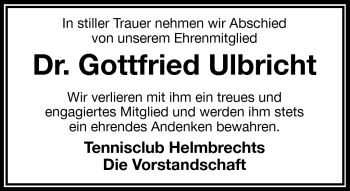 Traueranzeige von Gottfried Ulbricht von Frankenpost