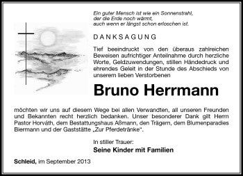 Traueranzeige von Bruno Herrmann von Südthüringer Presse