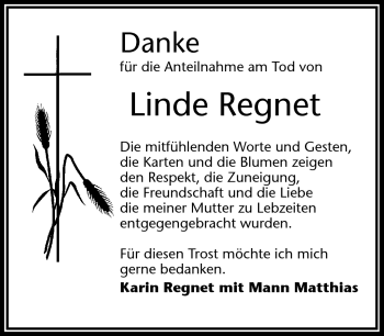 Traueranzeige von Linde Regnet von Frankenpost