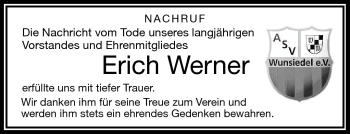Traueranzeige von Erich Werner von Frankenpost