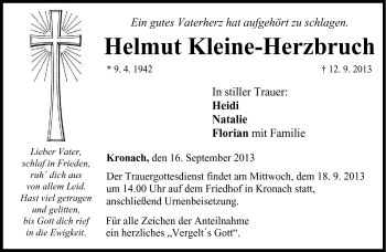 Traueranzeige von Helmut Kleine-Herzbruch von Neue Presse Coburg