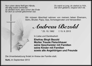 Traueranzeige von Andreas Bezold von Südthüringer Presse