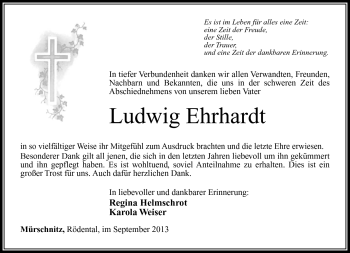 Traueranzeige von Ludwig Ehrhardt von Südthüringer Presse