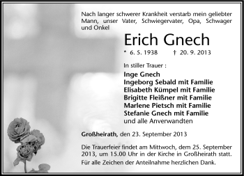 Traueranzeige von Erich Gnech von Neue Presse Coburg