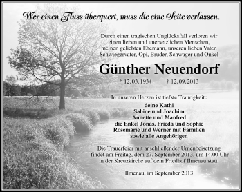 Traueranzeige von Günther Neuendorf von Südthüringer Presse