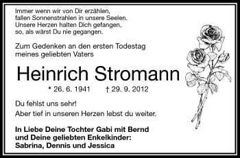 Traueranzeige von Heinrich Stromann von Frankenpost