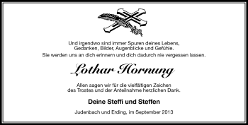 Traueranzeige von Lothar Hornung von Südthüringer Presse