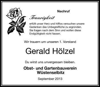 Traueranzeige von Hölzel Gerald von Frankenpost