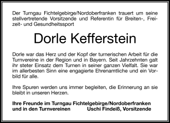 Traueranzeige von Dorle Kefferstein von Frankenpost