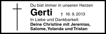Traueranzeige von Gerti Na von Neue Presse Coburg