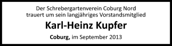 Traueranzeige von Karl- Heinz Kupfer von Neue Presse Coburg