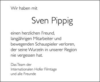Traueranzeige von Sven Pippig von Frankenpost
