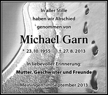 Traueranzeige von Michael Garn von Südthüringer Presse