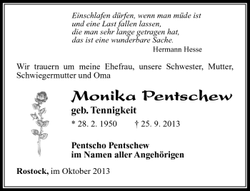 Traueranzeige von Monika Pentschew von Südthüringer Presse