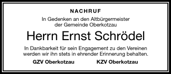 Traueranzeige von Ernst Schrödel von Frankenpost