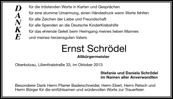Traueranzeige von Ernst Schrödel von Frankenpost