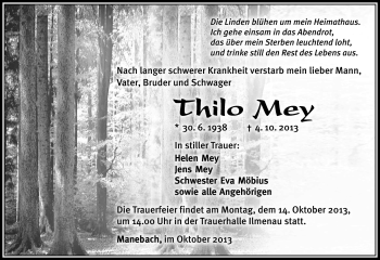 Traueranzeige von Thilo Mey von Südthüringer Presse